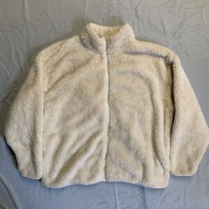 Victoria's Secret PINK Sherpa Fleece Full Zip Pullover Jacket Woman XL Beige